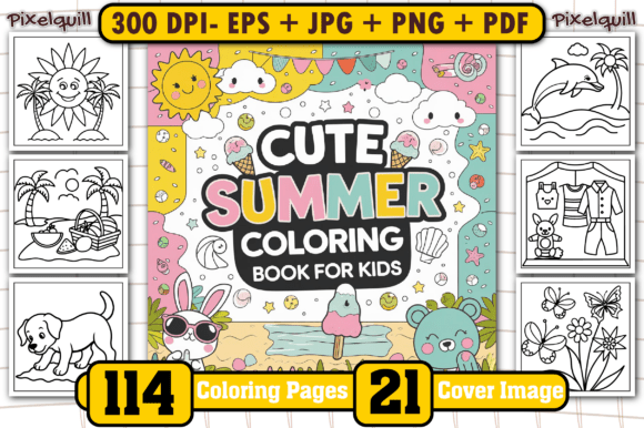 Download Cute Summer Coloring Pages for Kids - Premium Bundle