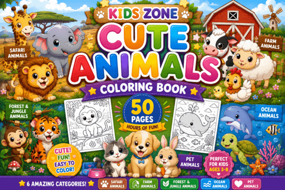 Download Cute Animals Coloring Book - Premium Resources