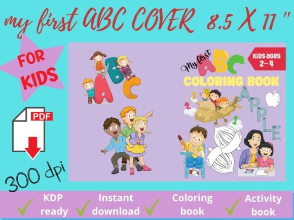 Download Alphabet ABC Coloring Book Cover KDP - Book cover Collection