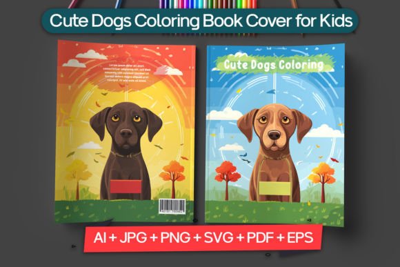 Download Cute Dogs Coloring Book Cover for Kids - Book cover Collection