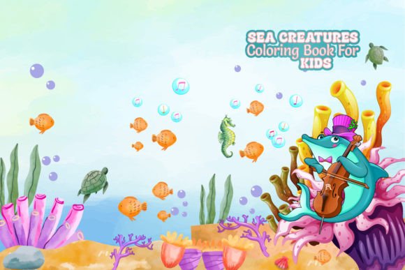 Download Sea Animal Coloring Book Cover for Kids - Book cover Collection