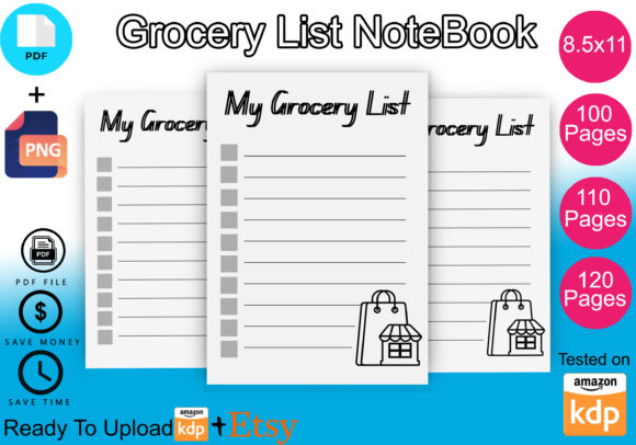 Download Grocery List Notebook Shopping List KDP - Notebook Collection