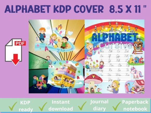 Download Cursive Alphabet KDP Book Cover 8.5x11in - Book cover Collection