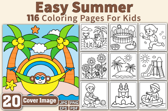 Download Easy Summer Coloring Pages for Kids - Premium Bundle