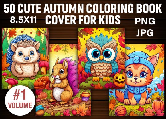 Download Cute Autumn Coloring Book Cover for Kids - Book cover Collection